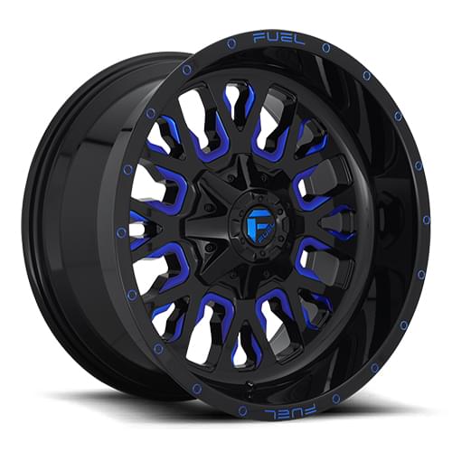 Fuel Offroad Stroke D645 Gloss Black W/ Blue Milled Spokes