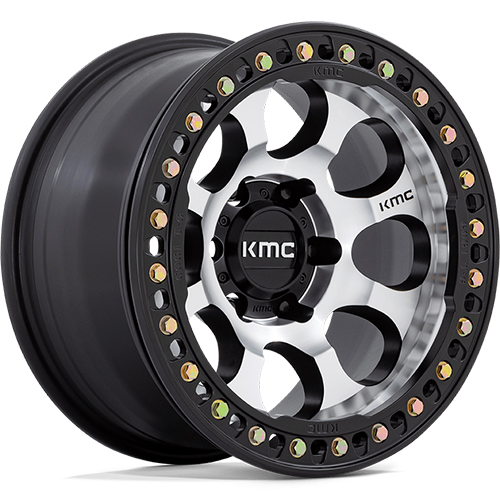 KMC Riot Beadlock KM237 Machined Face W/ Satin Black Windows & Ring Photo