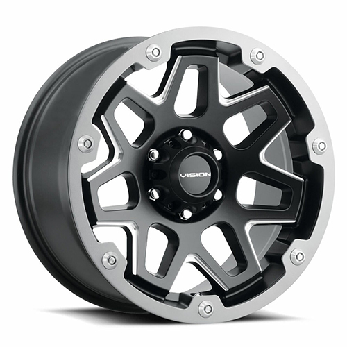 Vision Offroad Se7en 416 Satin Black Milled Gray Ring Photo